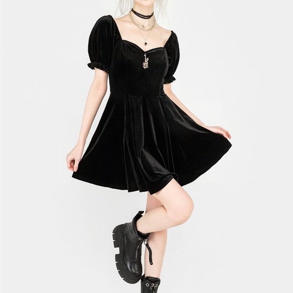 Disturbia Dresses & Skirts - Disturbia Drakon Velour Corset Mini Dress
